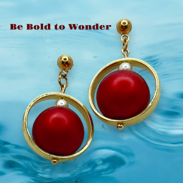 Bold Elegance Red Sphere Drop Earrings